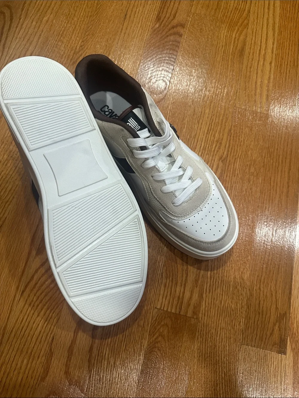Cavalli Class Men's White and Brown Low-Top Sneakers